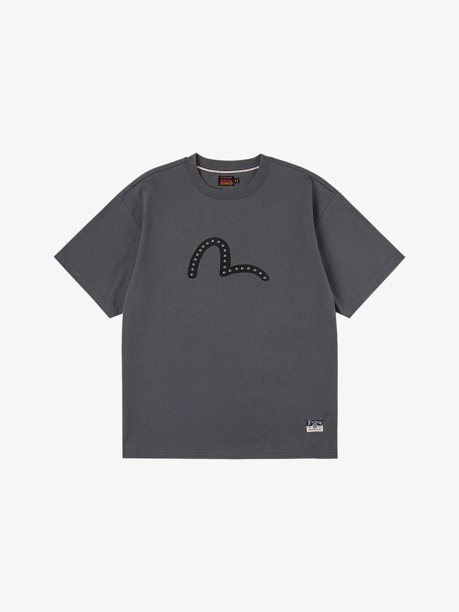 EVISU grey men's seagull and studs print t-shirt