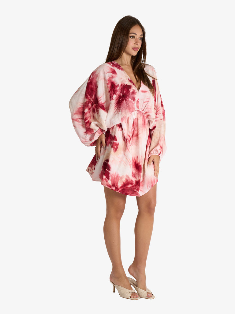 Have One pink women's tie-dye print short dress -Size M