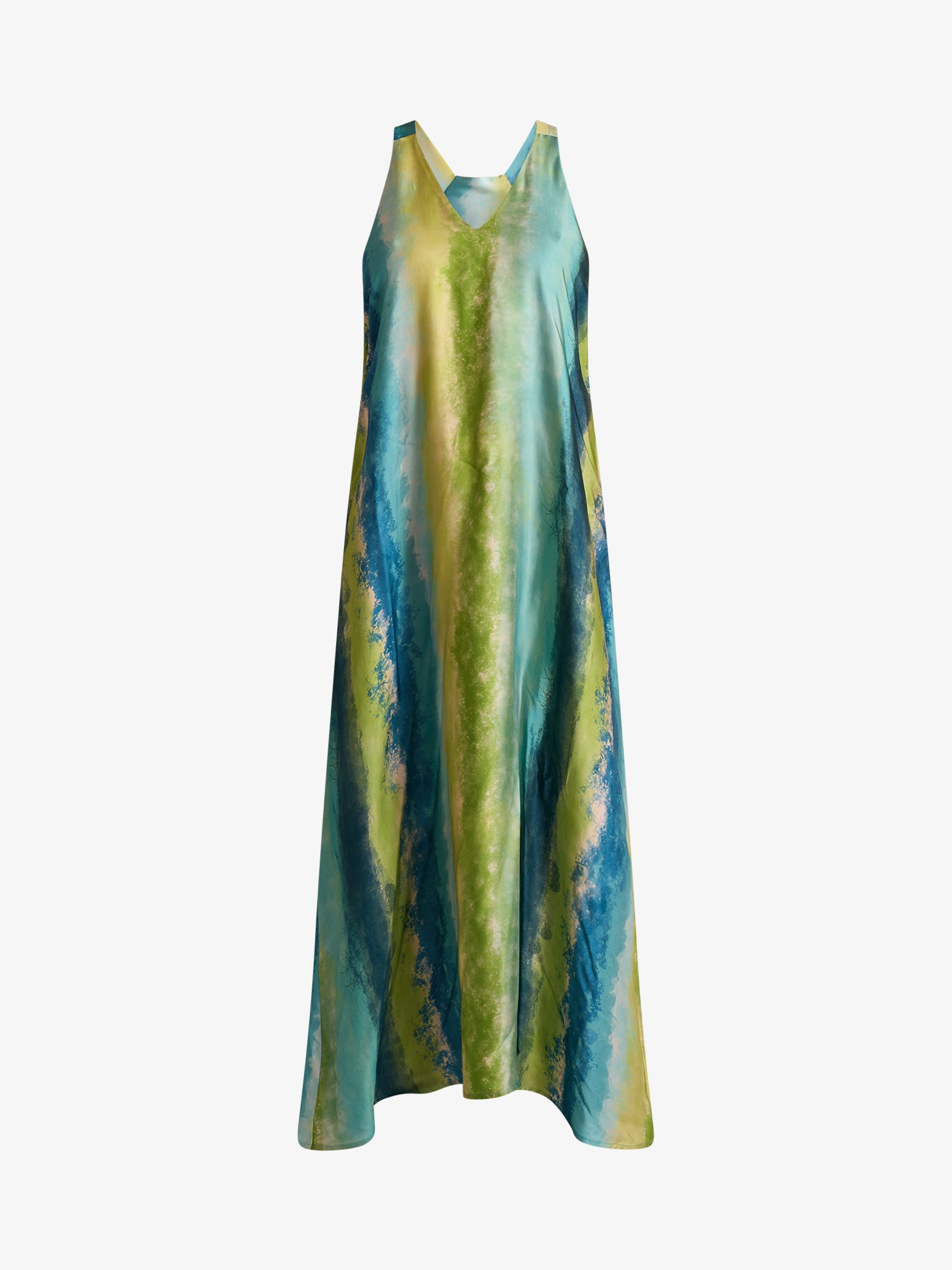 JIJIL green women's tie-dye print long dress