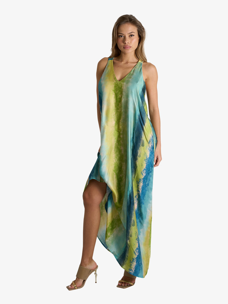 JIJIL green women's tie-dye print long dress JIJIL green women's tie-dye print long dress