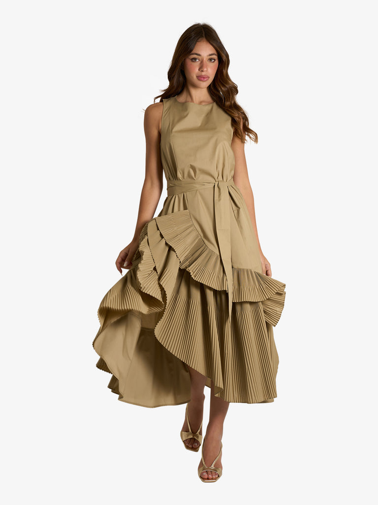 beige plisse dress Plisse Tank Dress in Raw White main image 1