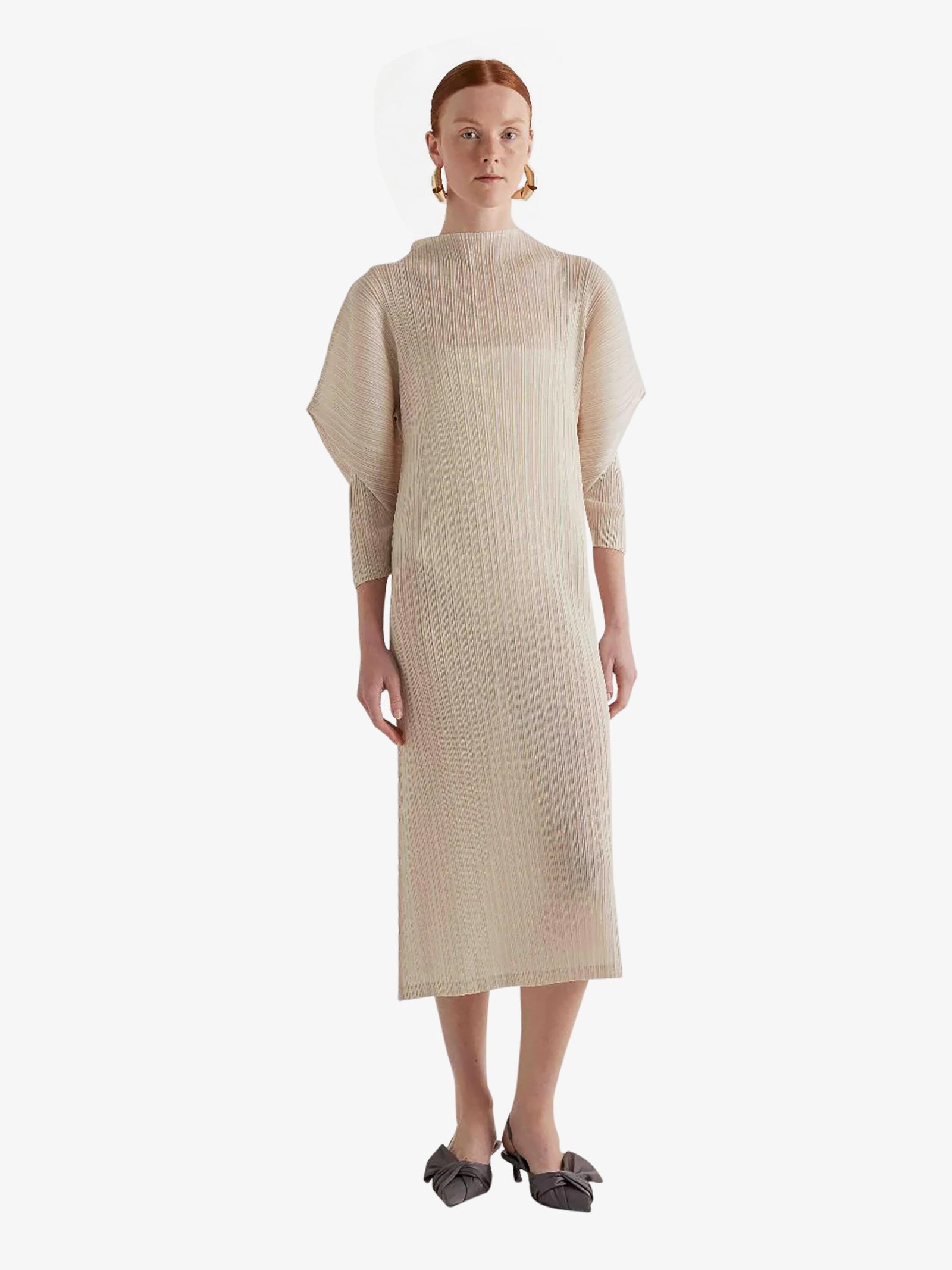 mejja ladies dresses Lanie modest midi dress in cream-Exclusive JanieLanie