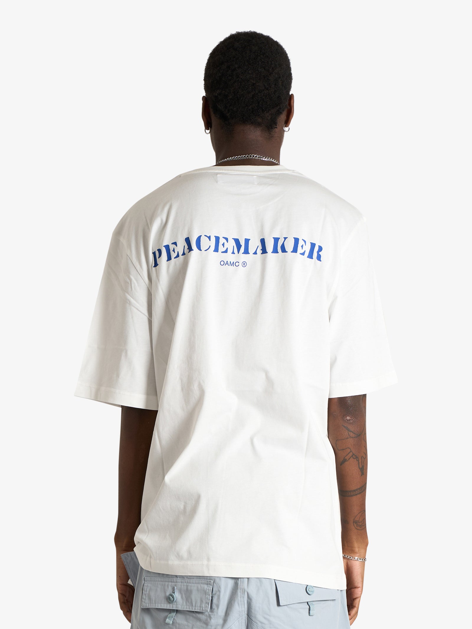 OAMC PEACEMAKER t-shirt pocket tee stencil print man white