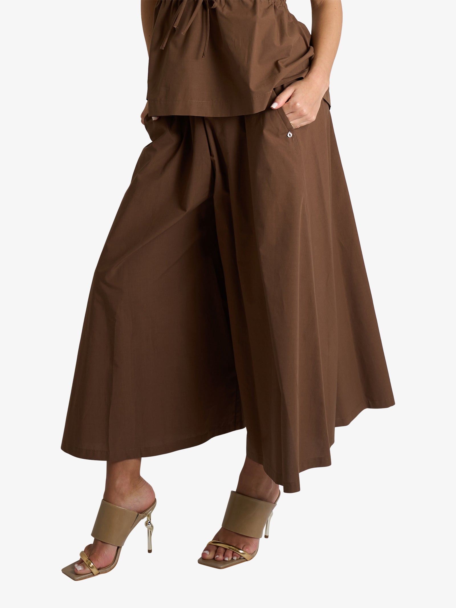 OTTOD'AME purple cotton women's wide culotte pants