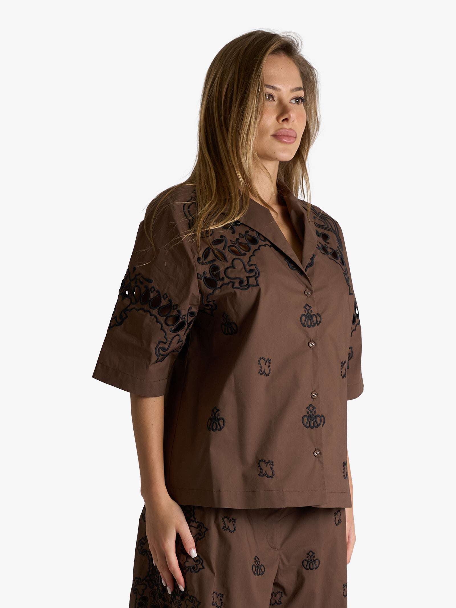 Elegante Camicetta Da Donna Con Ricamo In Pizzo Manica A Petalo Scava Fuori La Camicia Con Elegante Camicetta Da Donna Con Ricamo In Pizzo Manica A Petalo Scava Fuori La Camicia Con