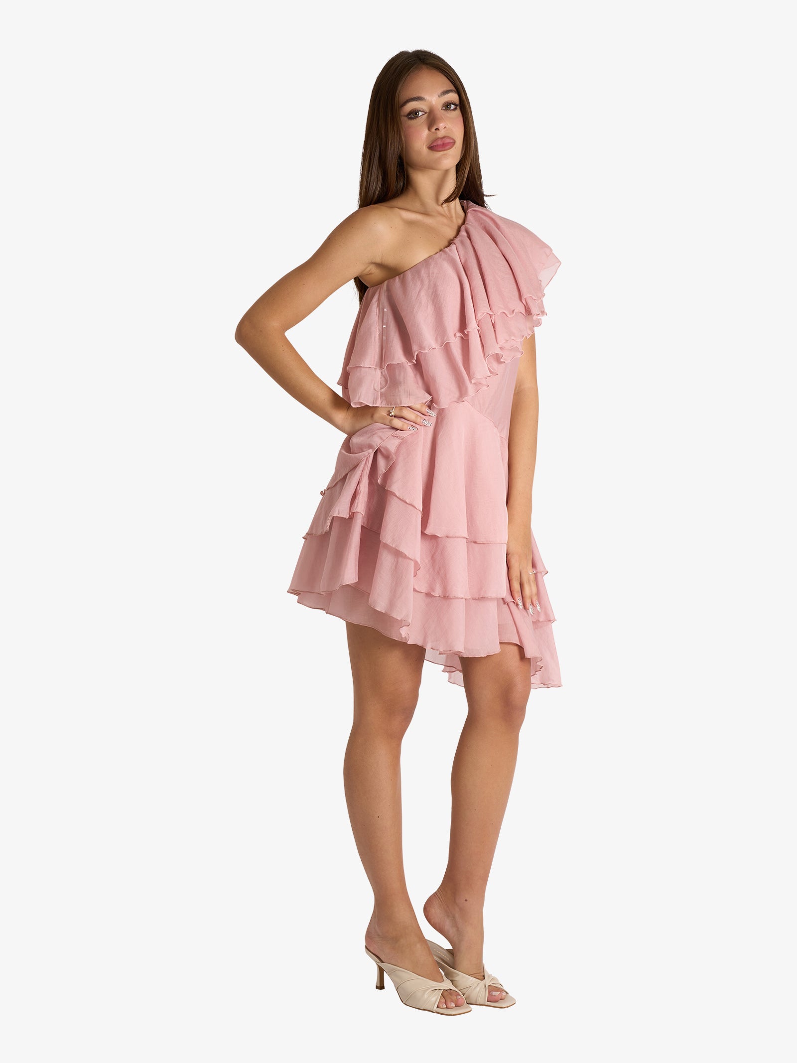 loft pink dress Philia Loft pink women's georgette short dress -Size S