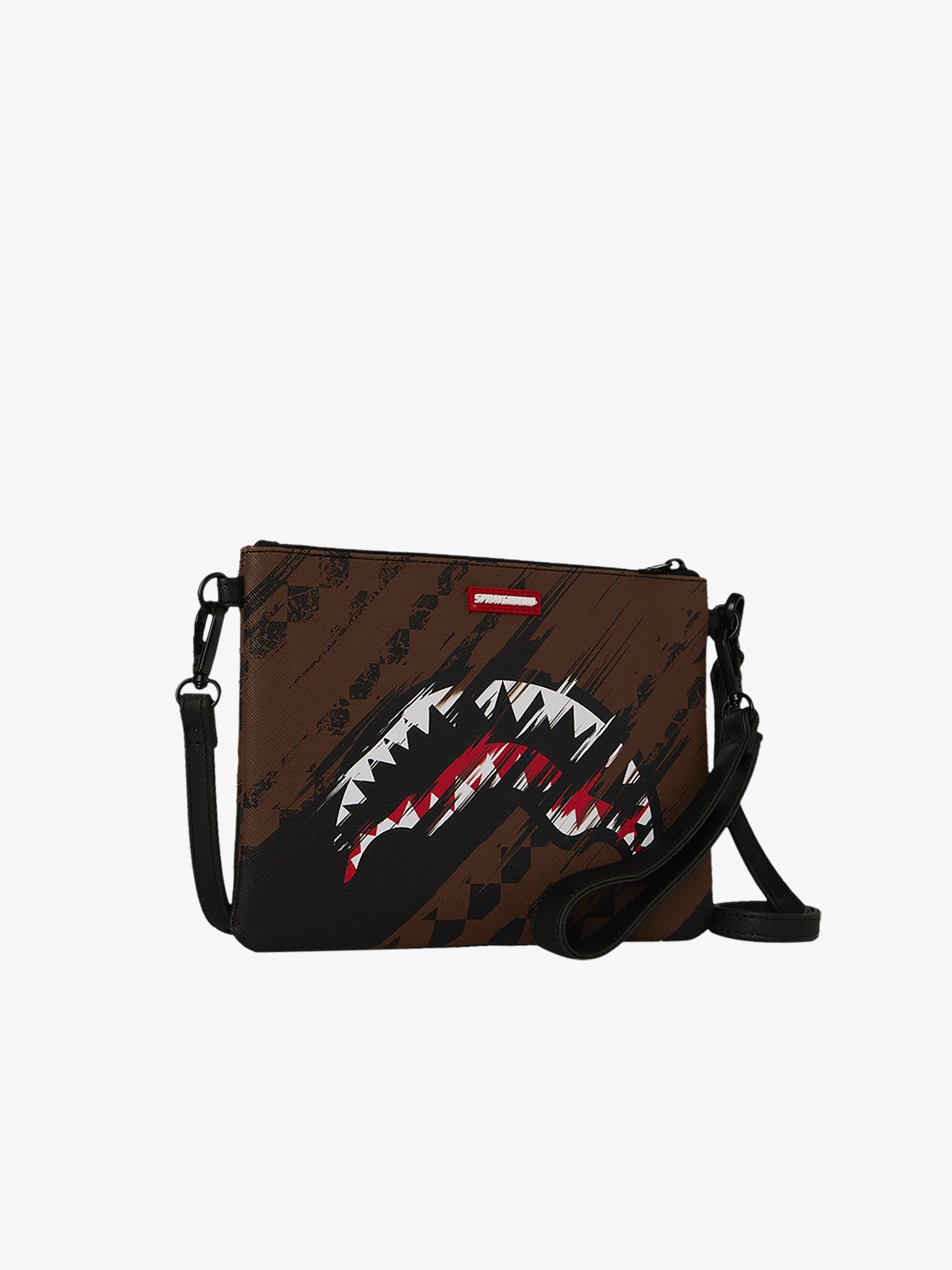 SPRAYGROUND smeared grunge crossbody clutch 910b8969nsz brown pvc