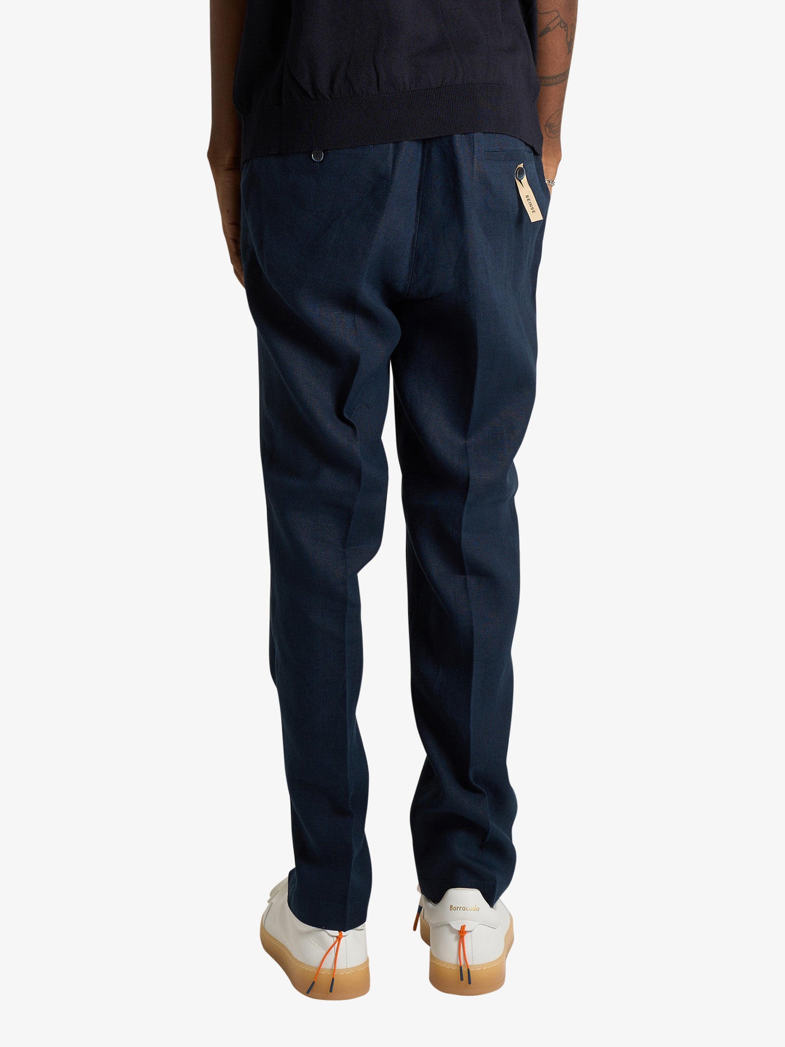 ★SSEINSE★Navy・Cotton ★Damage・Pants SSEINSE blue linen men's double dart pants