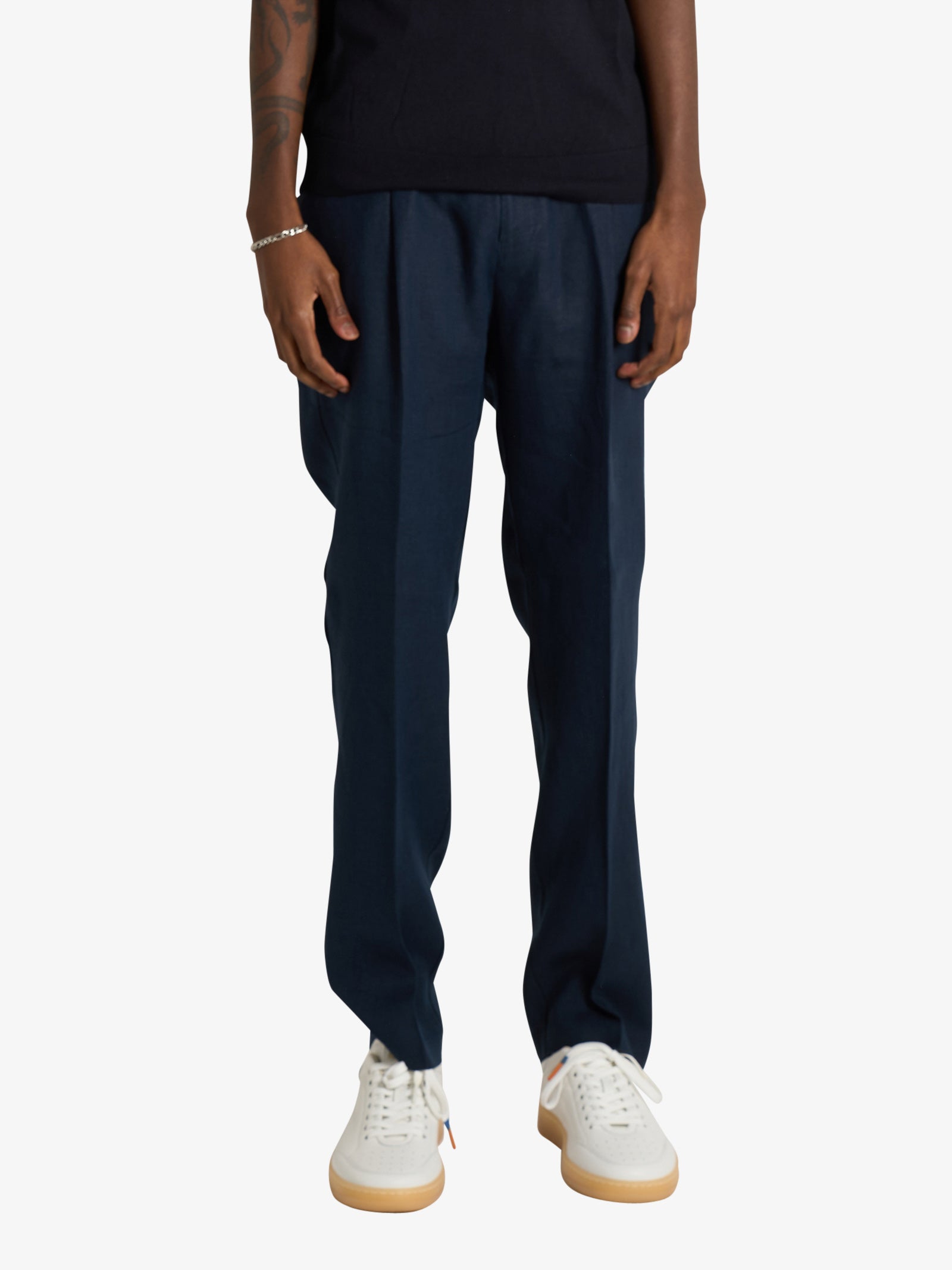 ★SSEINSE★Navy・Cotton ★Damage・Pants SSEINSE blue linen men's double dart pants