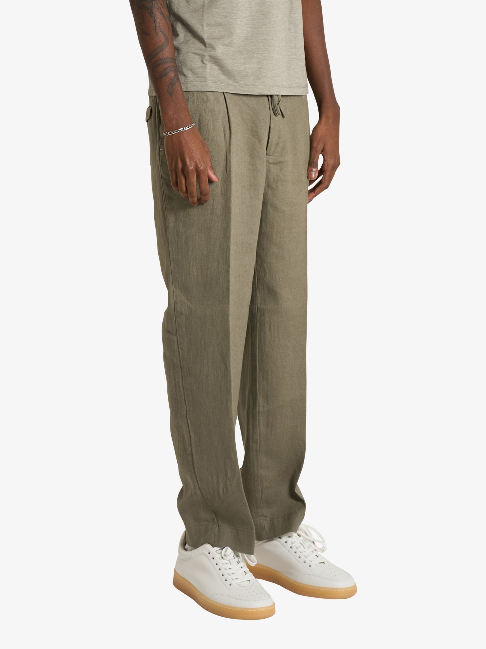 SSEINSE men's texture pants military linen