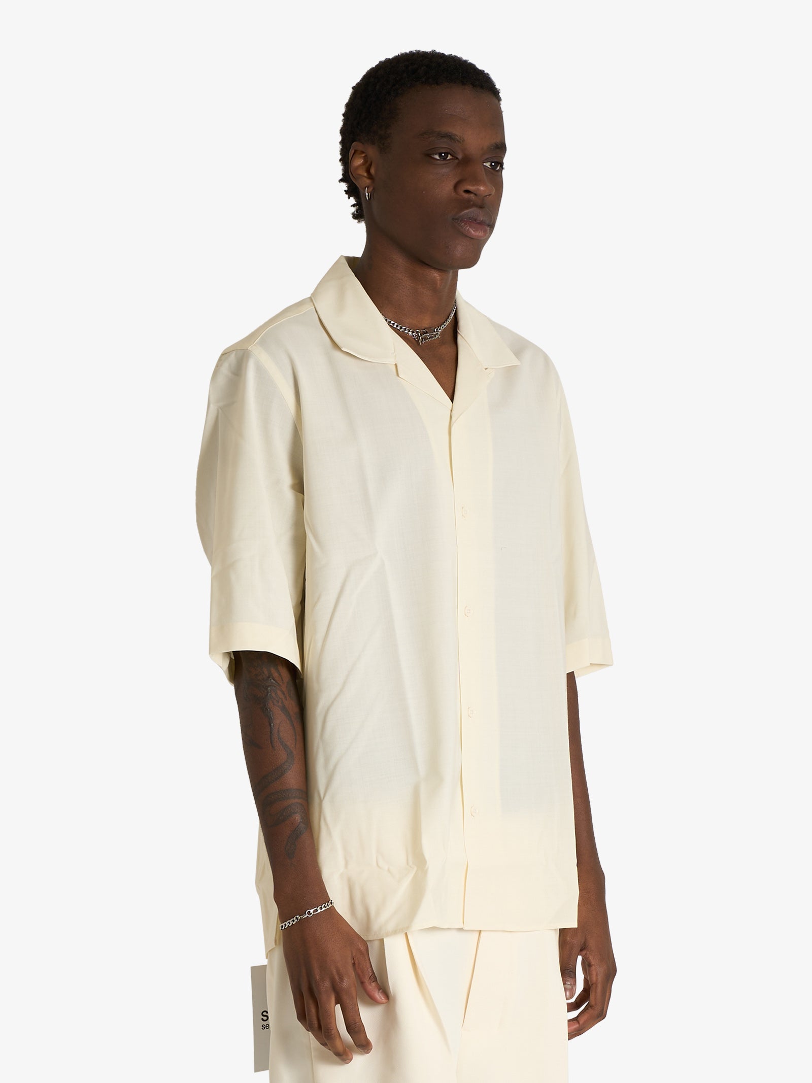 Camicia Uomo Mezza Manica Tinta Unita FYLTR | Camicia Casual Elegante Ecru | Vestibilità Regular