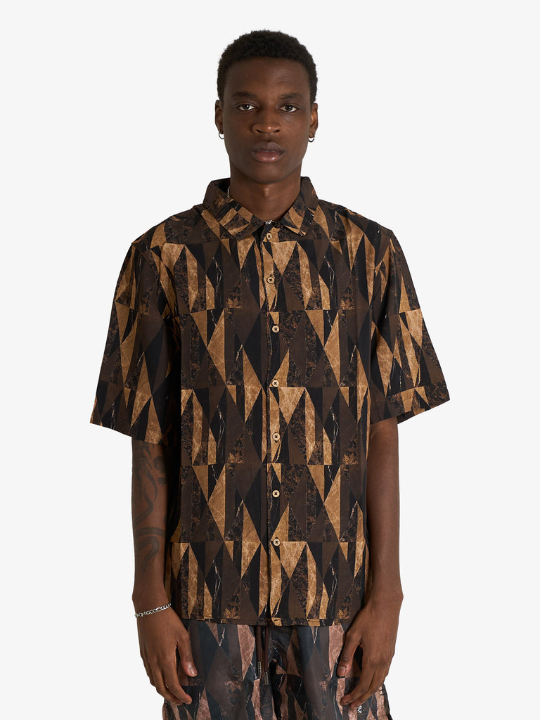TOOCO brown men's tobacco bowling shirt