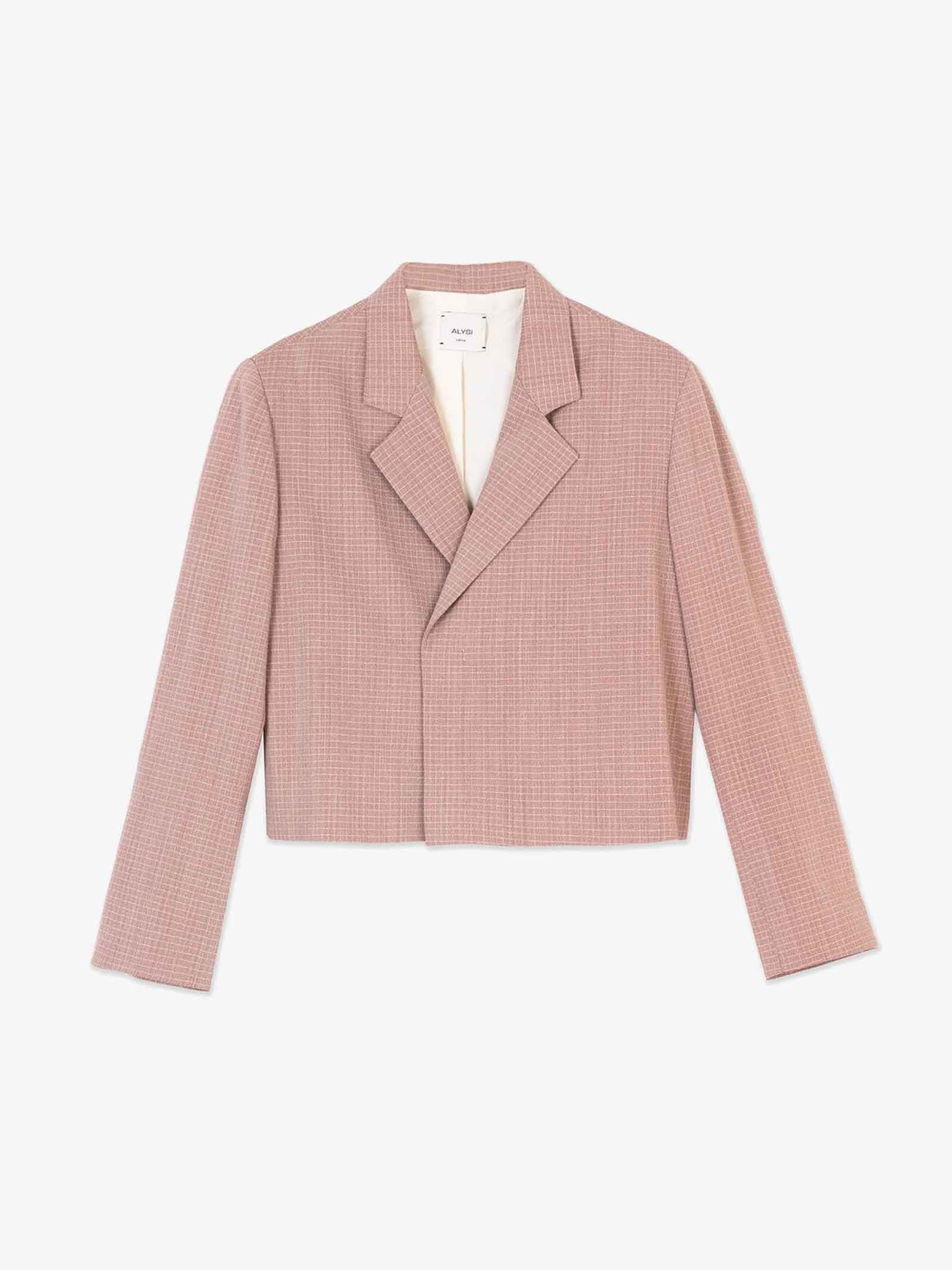 ALYSI Blazer giacca boxy Micro Check donna in viscosa cannella