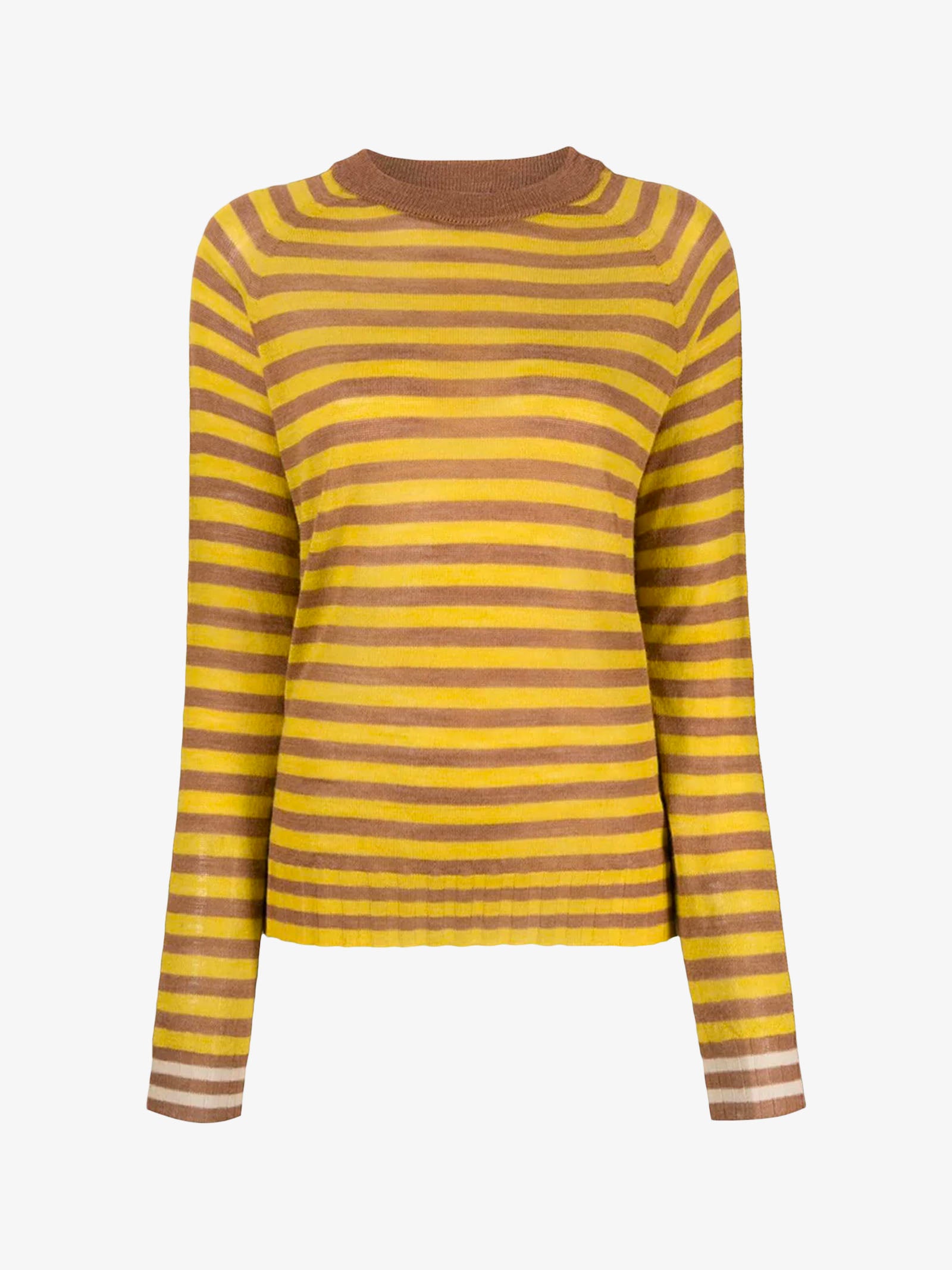 ALYSI Maglia a maniche lunghe Stripes Boxy donna in mohair camel