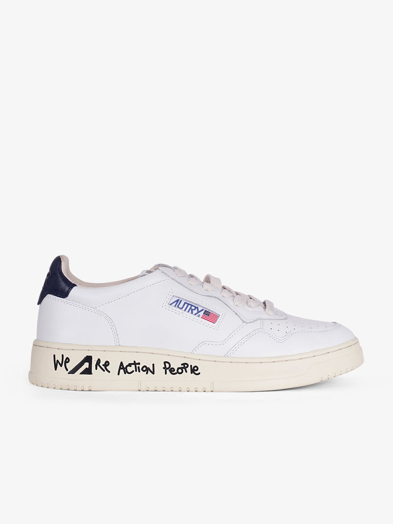 AUTRY Sneakers Medalist Low Draw AULM-LD07 uomo in pelle bianco con stampa
