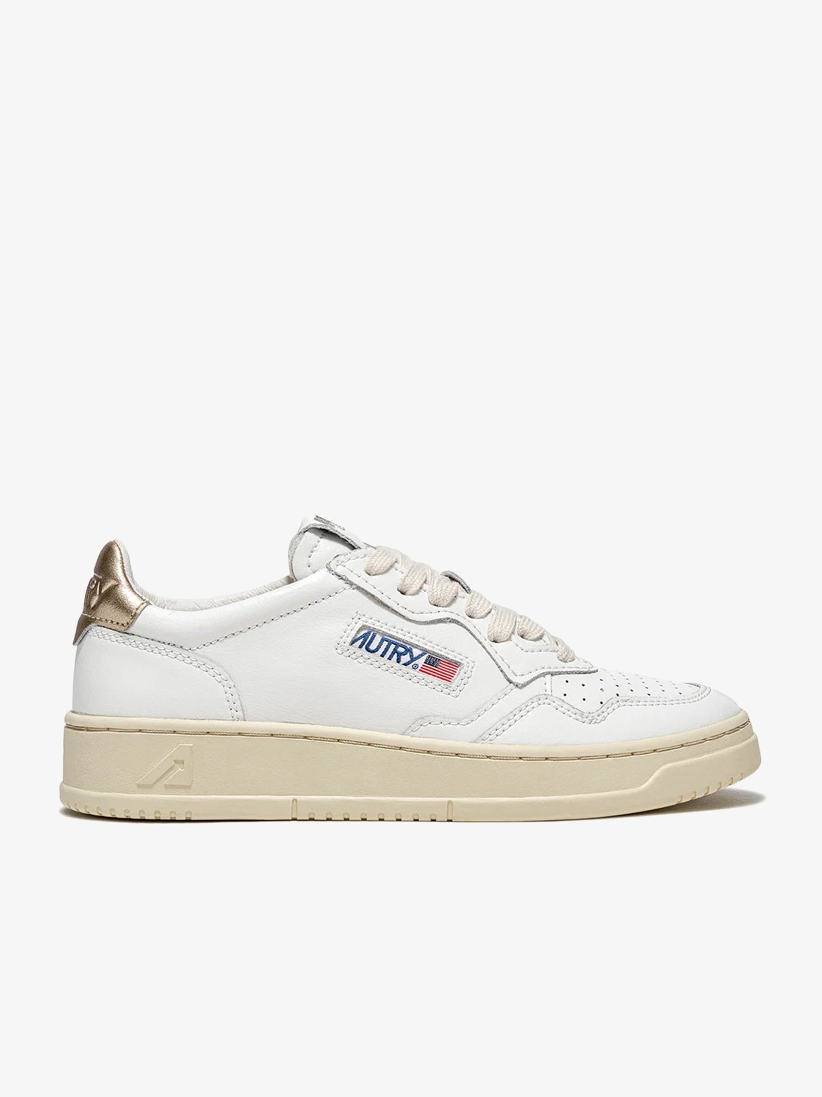 AUTRY Sneakers Medalist Low donna in pelle bianco/oro