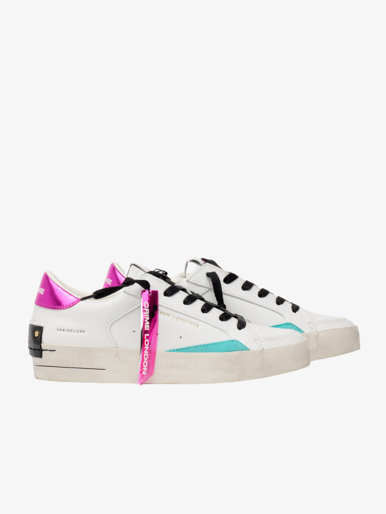 CRIME LONDON Sneakers SK8 DELUXE JAZZBERRY 28106A donna in pelle bianco