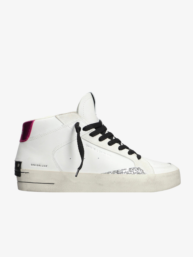 CRIME LONDON Sneakers SK8 DELUXE MID RAINBOW PLUM 28153A donna in pelle bianco