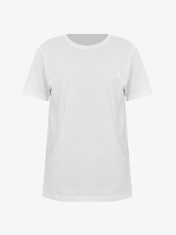 DONDUP T-Shirt girocollo regular uomo in cotone bianco con scritta logo 3D