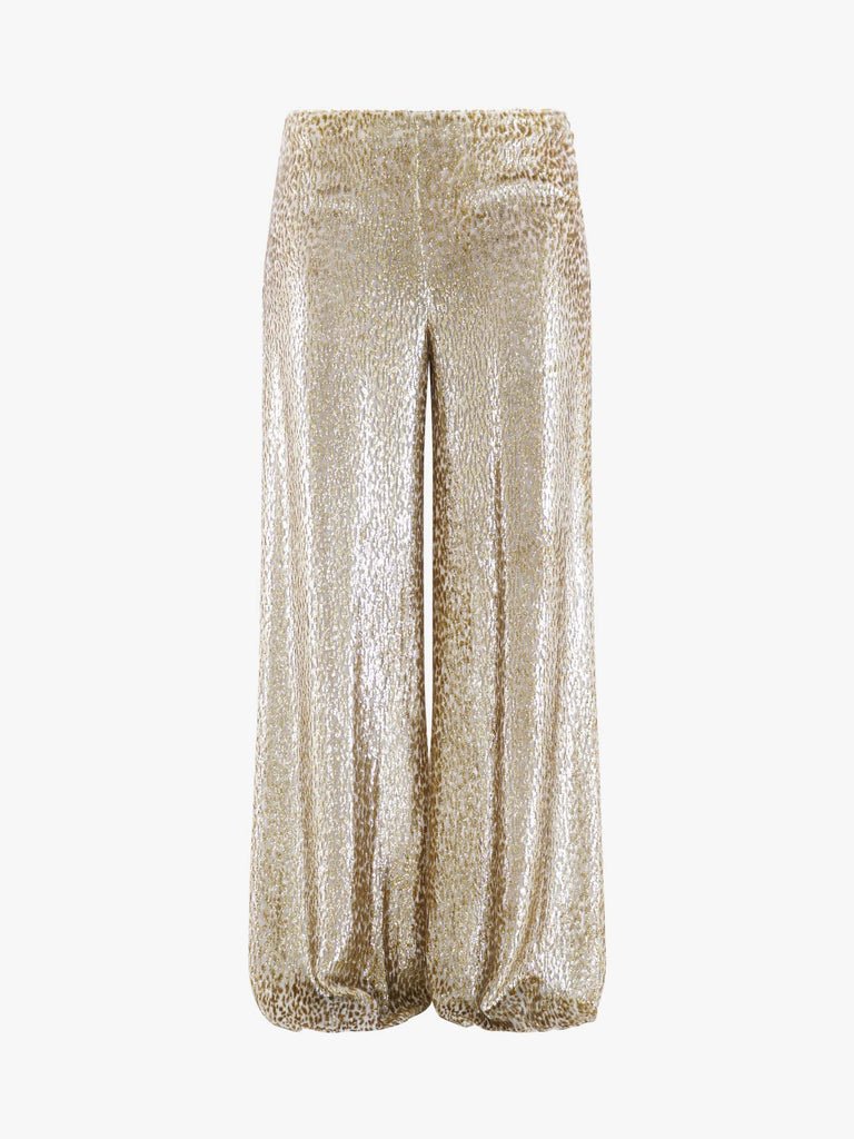 JUCCA Pantalone a gamba ampia donna in lurex oro