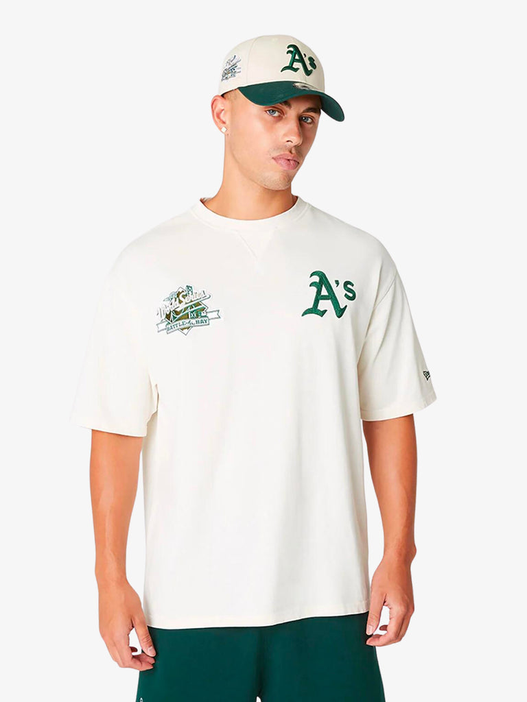 NEW ERA T-shirt oversize Oakland Athletics World Series Patch uomo panna