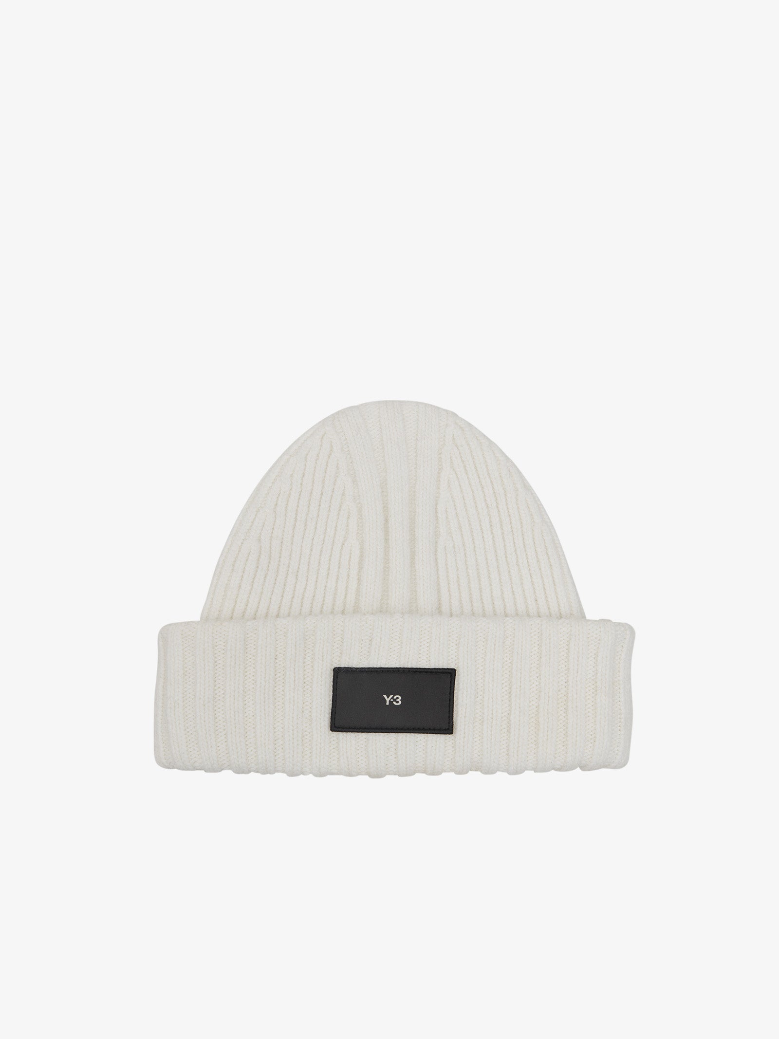 Y-3 Cappello beanie knit in lana talco/nero