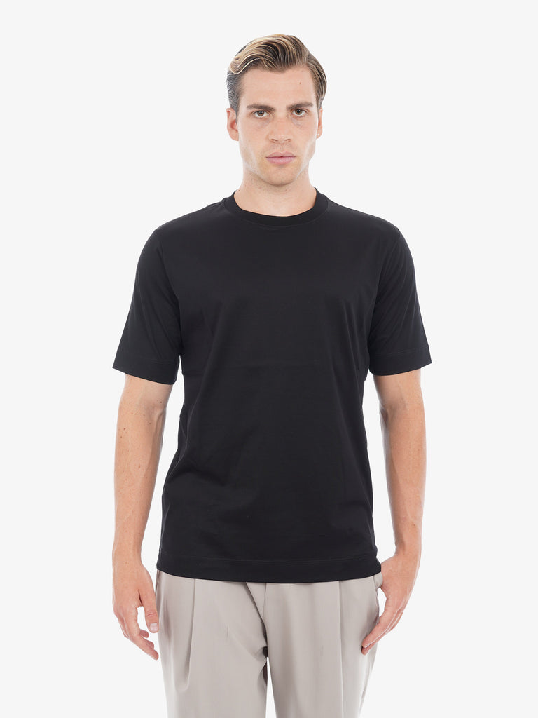 YES LONDON T-shirt XM4076 uomo in cotone fino di scozia nero