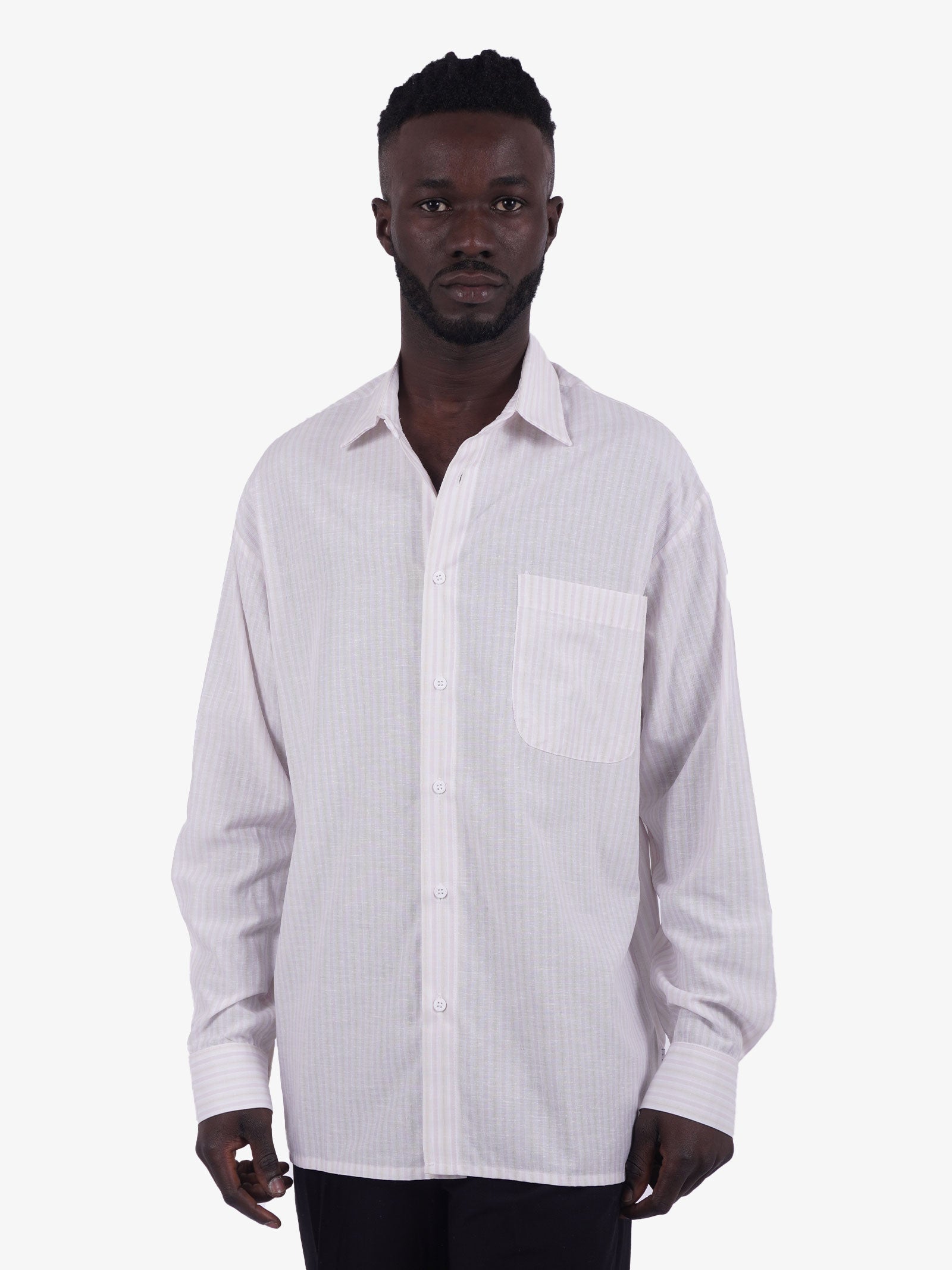 C93 Camicia a righe uomo rosa chiaro