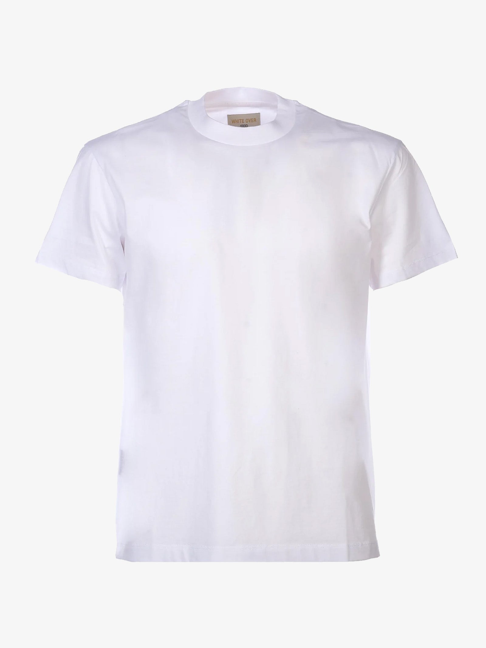 WHITE OVER T-shirt girocollo uomo in cotone bianco