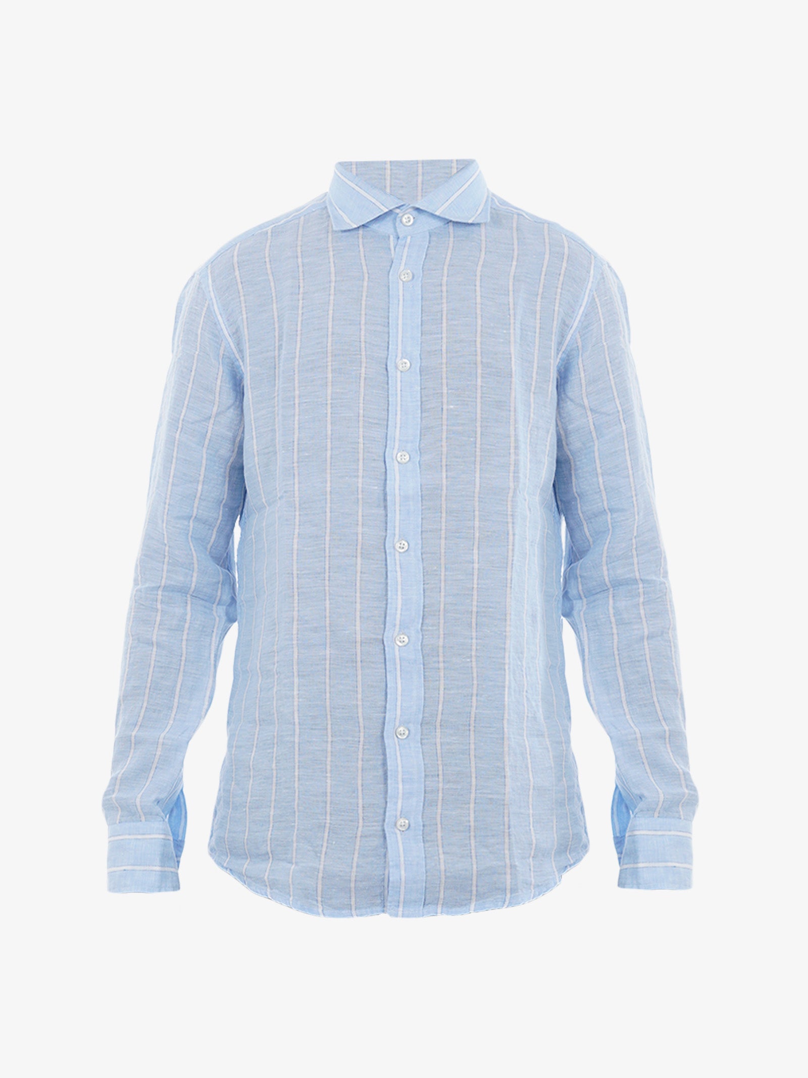 BASTONCINO Camicia Simo Collo 164 uomo in lino azzurra