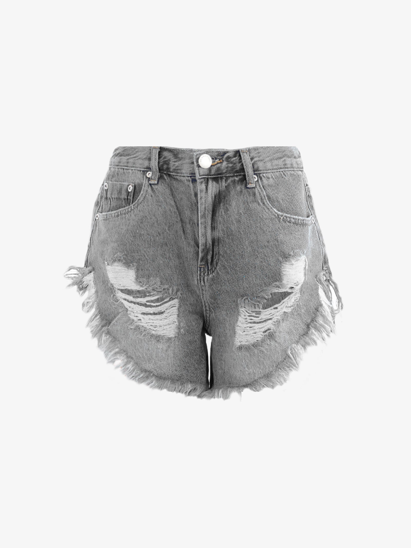 GLAMOROUS Shorts distressed donna in cotone lavaggio nero