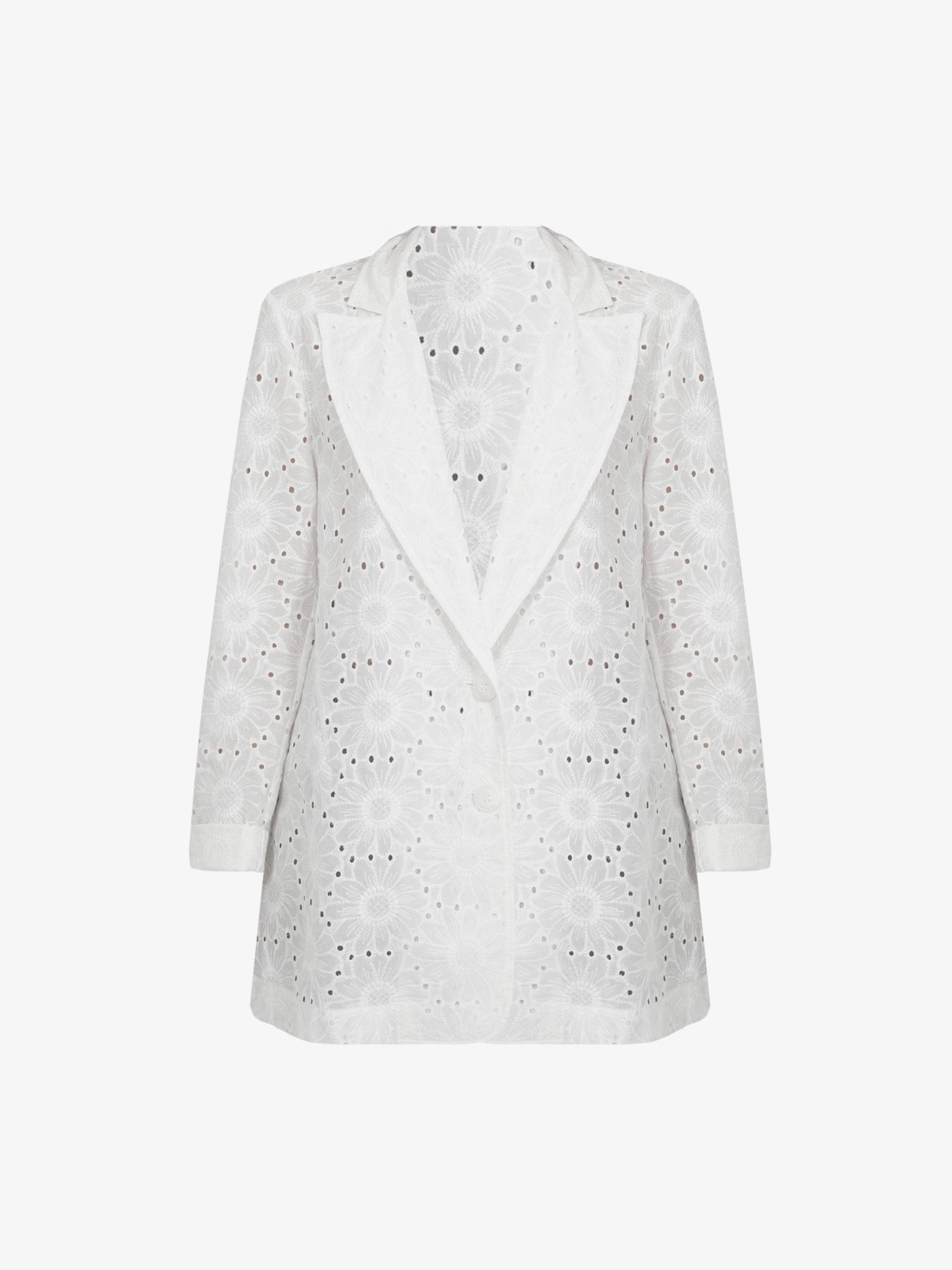 HAVE ONE Blazer monopetto donna fiorato bianco