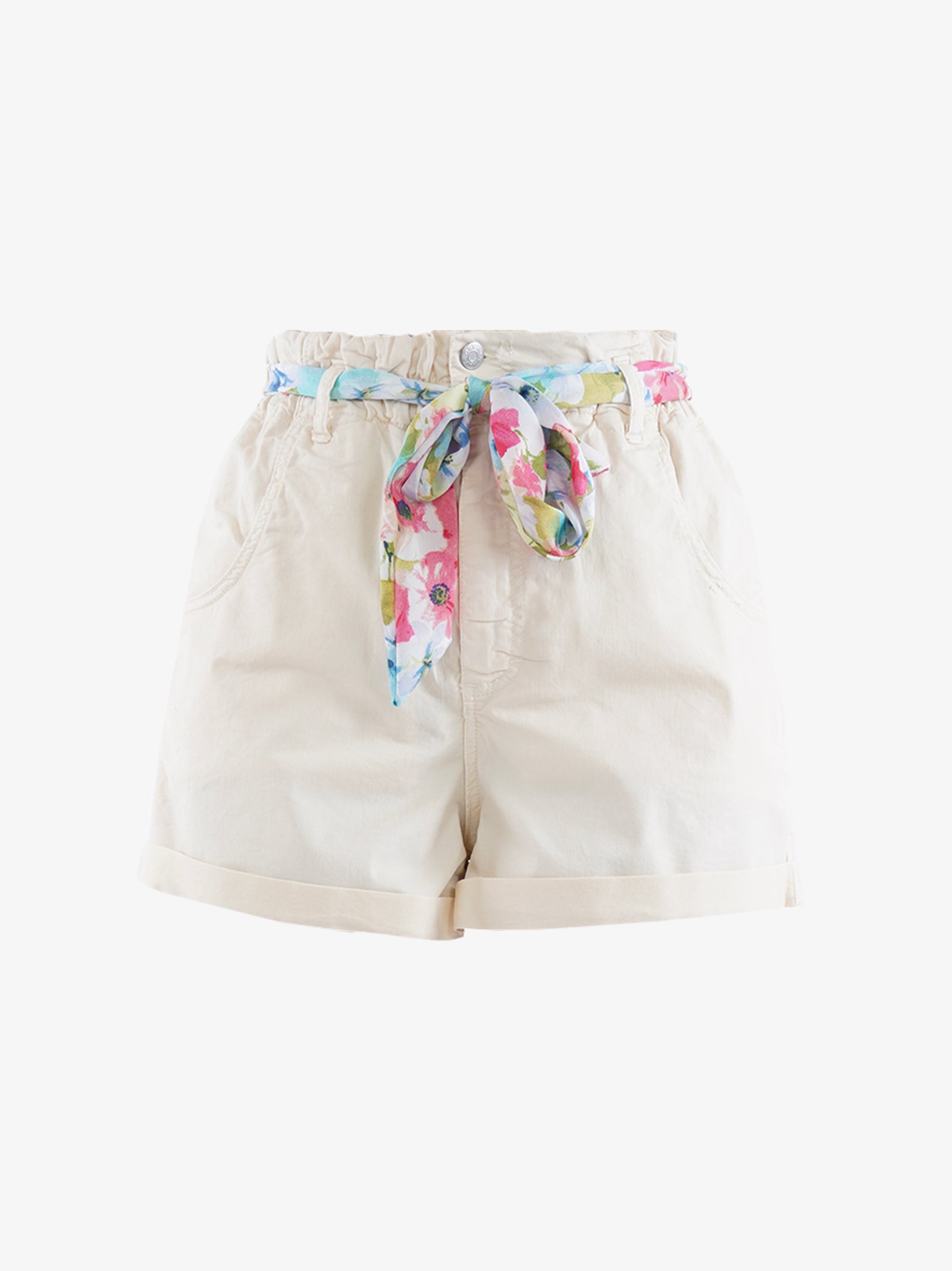 HAVE ONE Shorts donna beige in cotone a vita alta