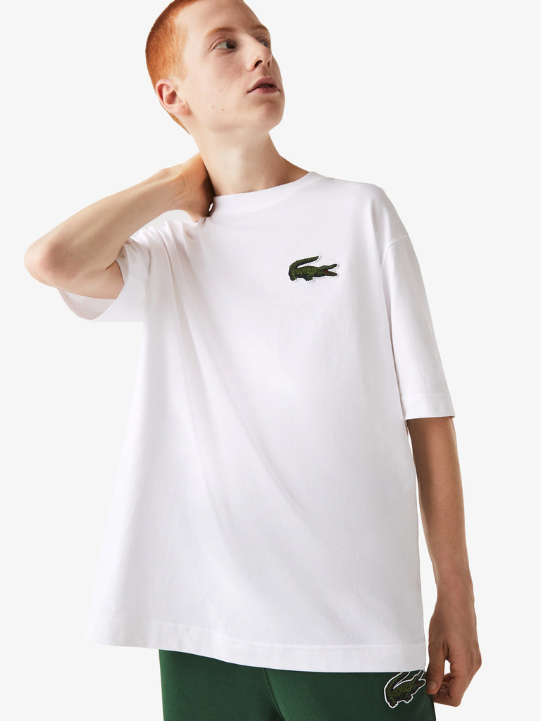 LACOSTE T-shirt uomo in cotone bianca con logo