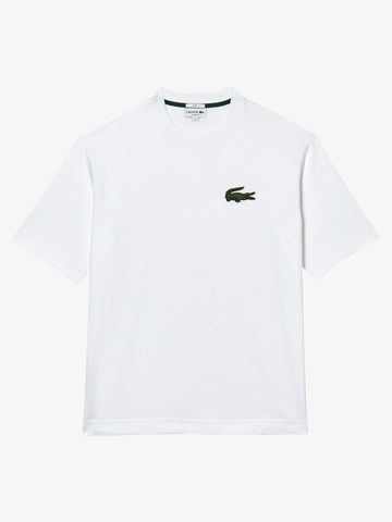 LACOSTE T-shirt uomo in cotone bianca con logo