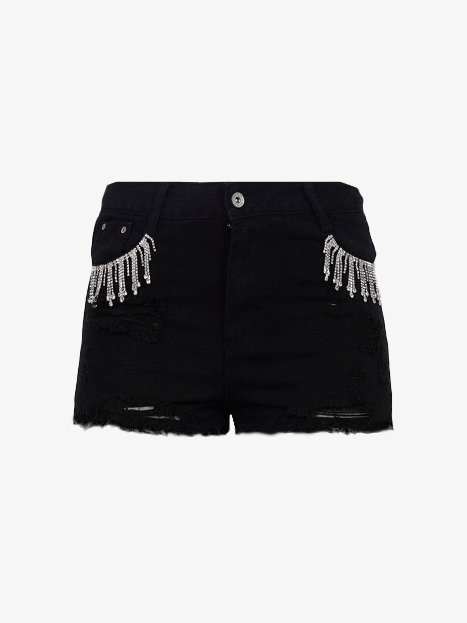 MARC ELLIS Shorts donna in denim nero con borchie