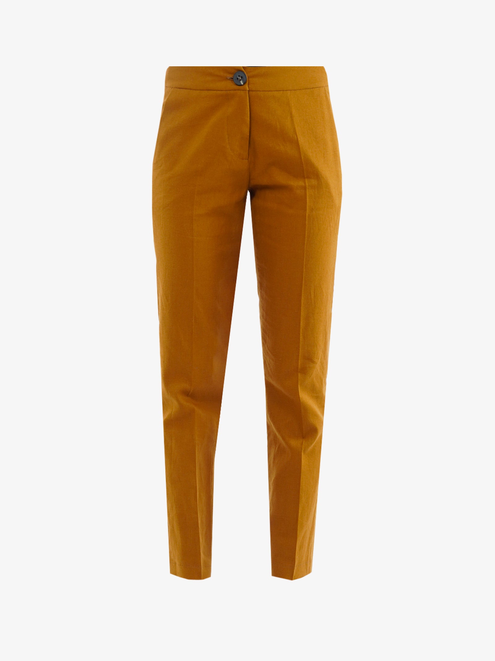 MARIUCCIA Pantaloni Donna Lino Marrone Terra