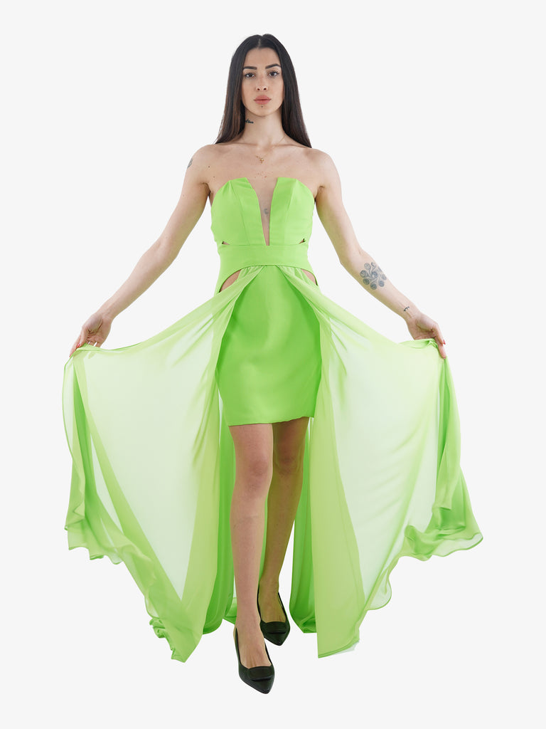MONIQUE GARCONNE Women's Green Apple Polyester Long Dresses with Elegant  Details