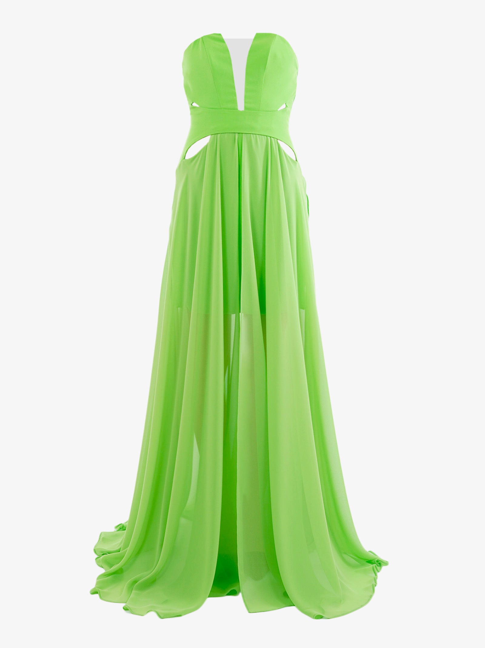 MONIQUE GARCONNE Women's Green Apple Polyester Long Dresses with Elegant  Details