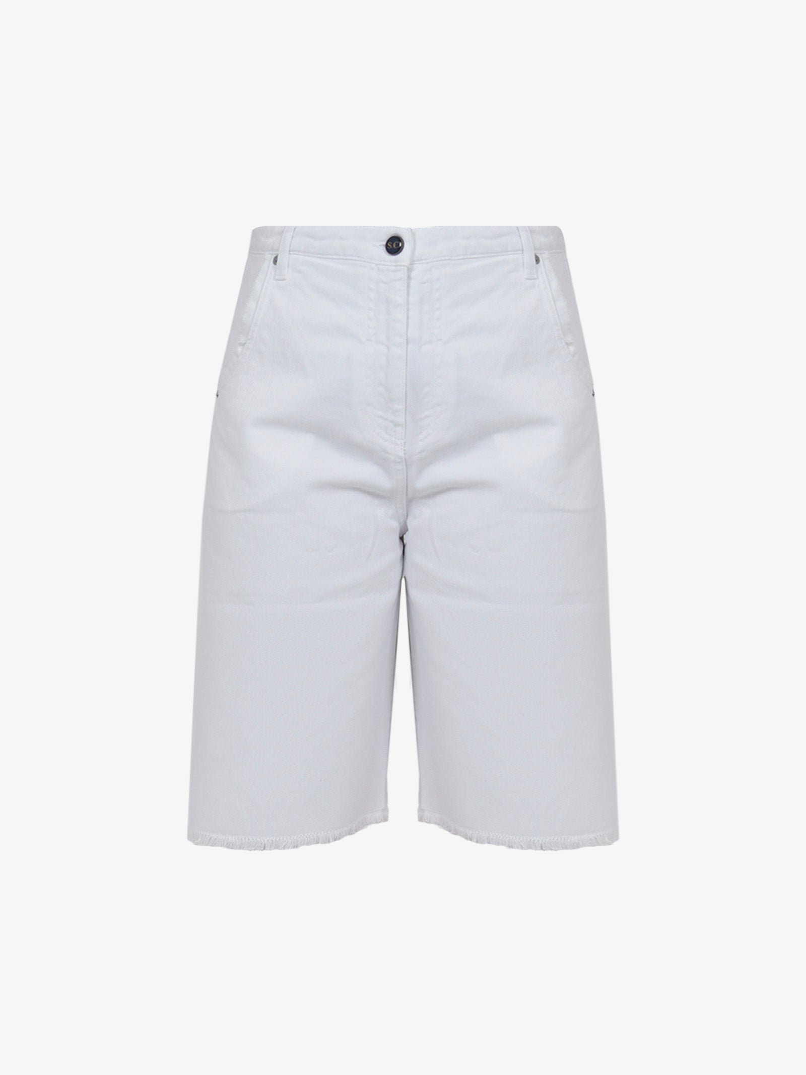 SEMICOUTURE Shorts lungo donna in denim bianco