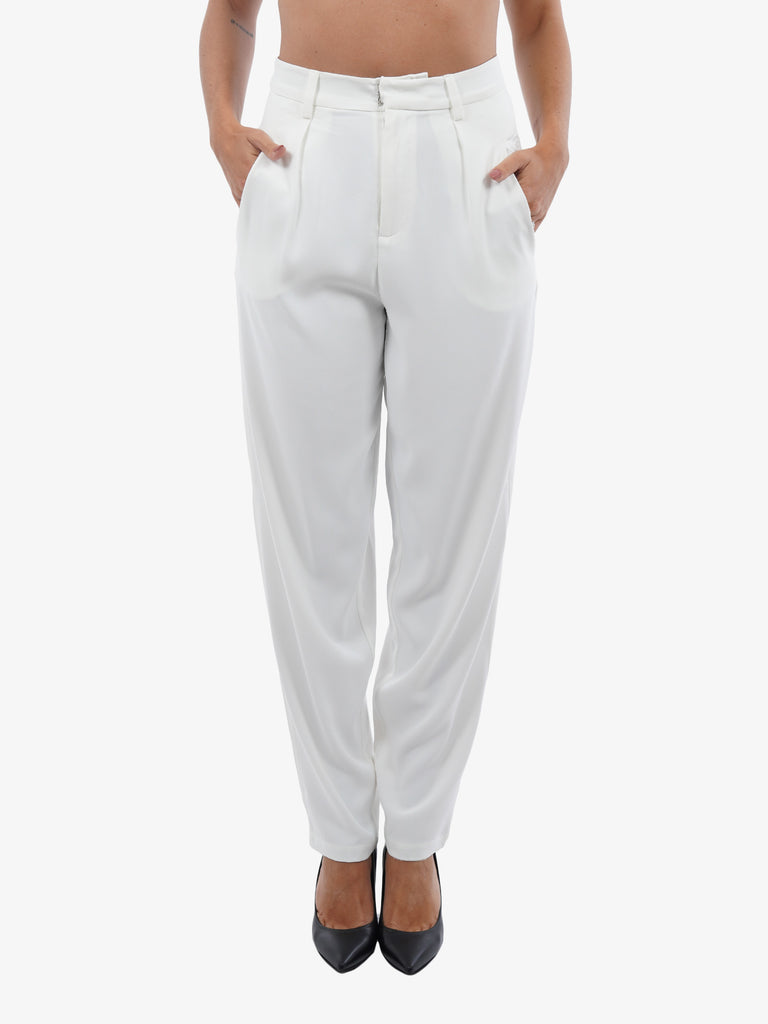 TRASH AND LUXURY Pantalone donna in tessuto tecnico bianco
