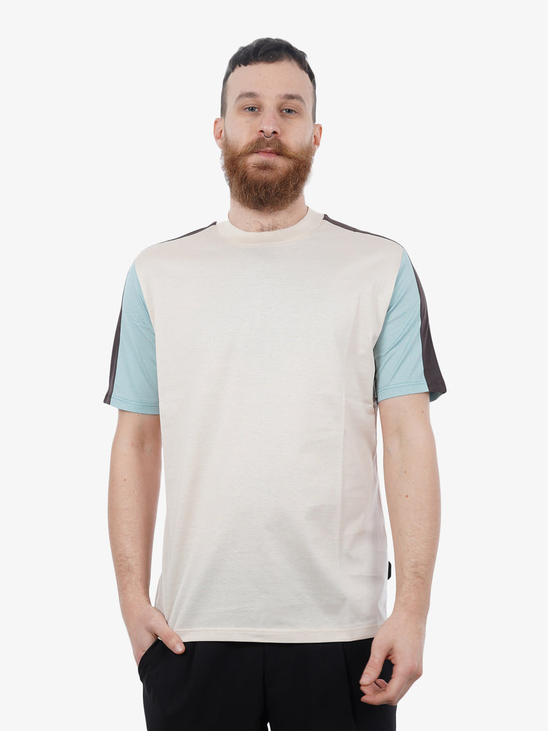 YES LONDON T-shirt uomo bicolore in cotonenude/tabacco