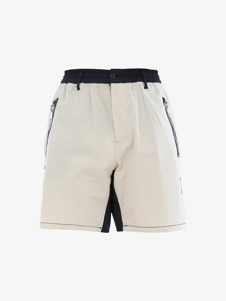 YES LONDON Bermuda bicolore XS4185 uomo in cotone bianco/nero tasca con zip