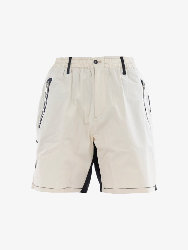 YES LONDON Bermuda bicolore XS4185 uomo in cotone nero/bianco tasca con zip