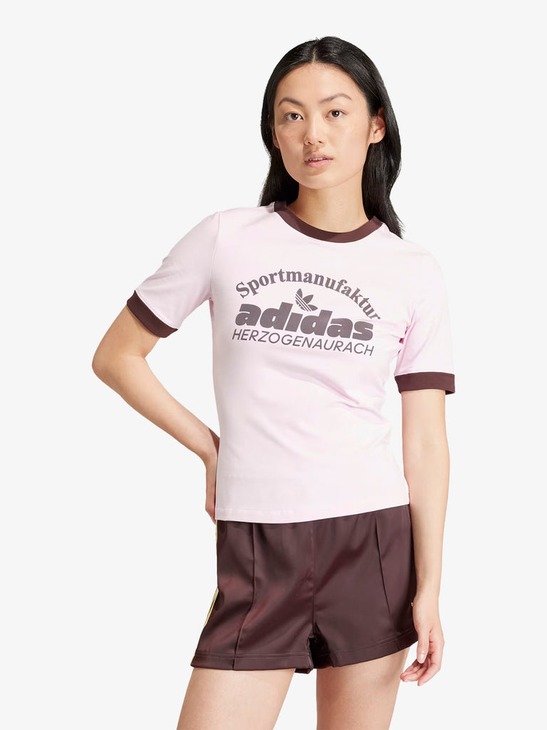 ADIDAS T-shirt Retro Graphic donna in cotone rosa