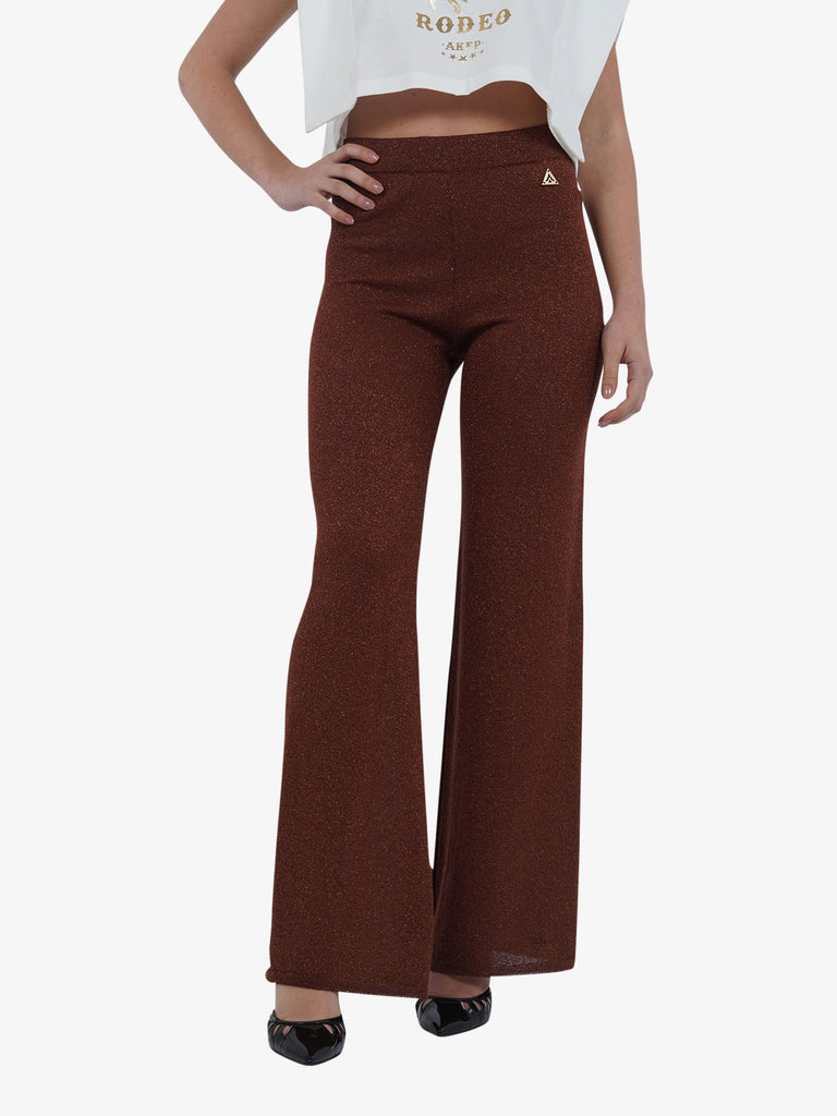 AKEP Pantalone in maglia lurex PTKD05072 donna viscosa marrone
