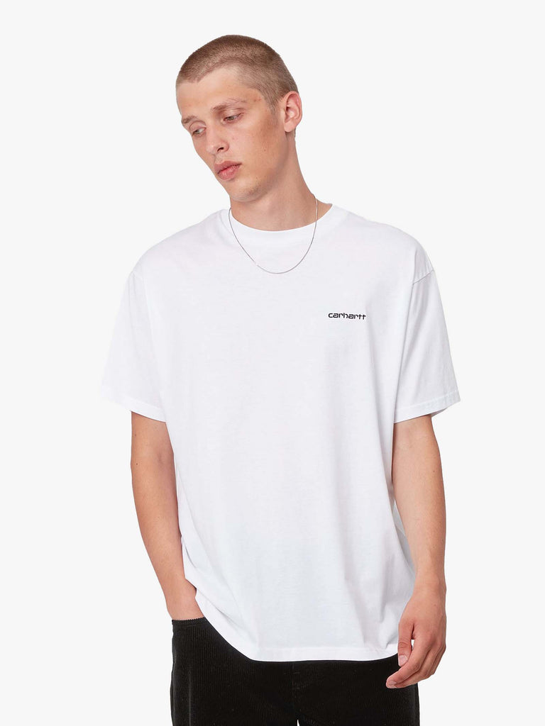 CARHARTT WIP T-Shirt S/S Script Embroidery uomo bianca