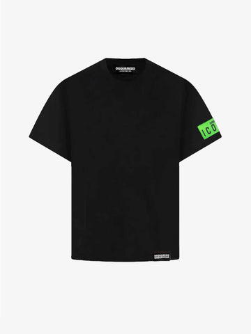 DSQUARED2 T-shirt girocollo in Technicolor band Round uomo nero/verde