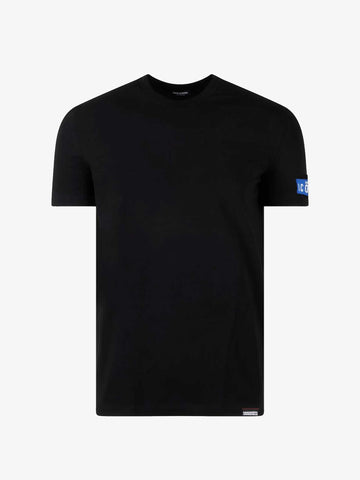 DSQUARED2 T-shirt girocollo in Technicolor band Round uomo nero/blu