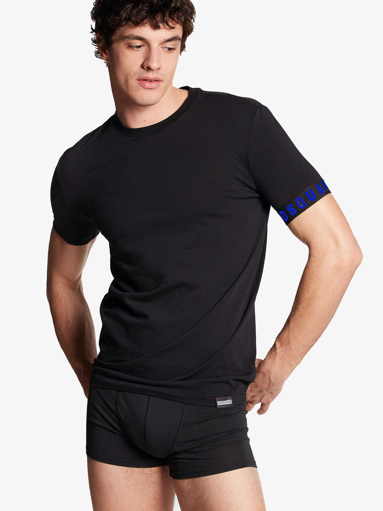 DSQUARED2 T-shirt girocollo in Technicolor band uomo nero/blu